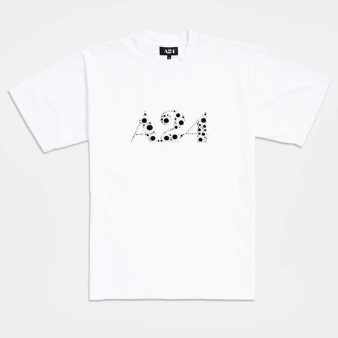 White Googly Eye Puff Print Logo Tee