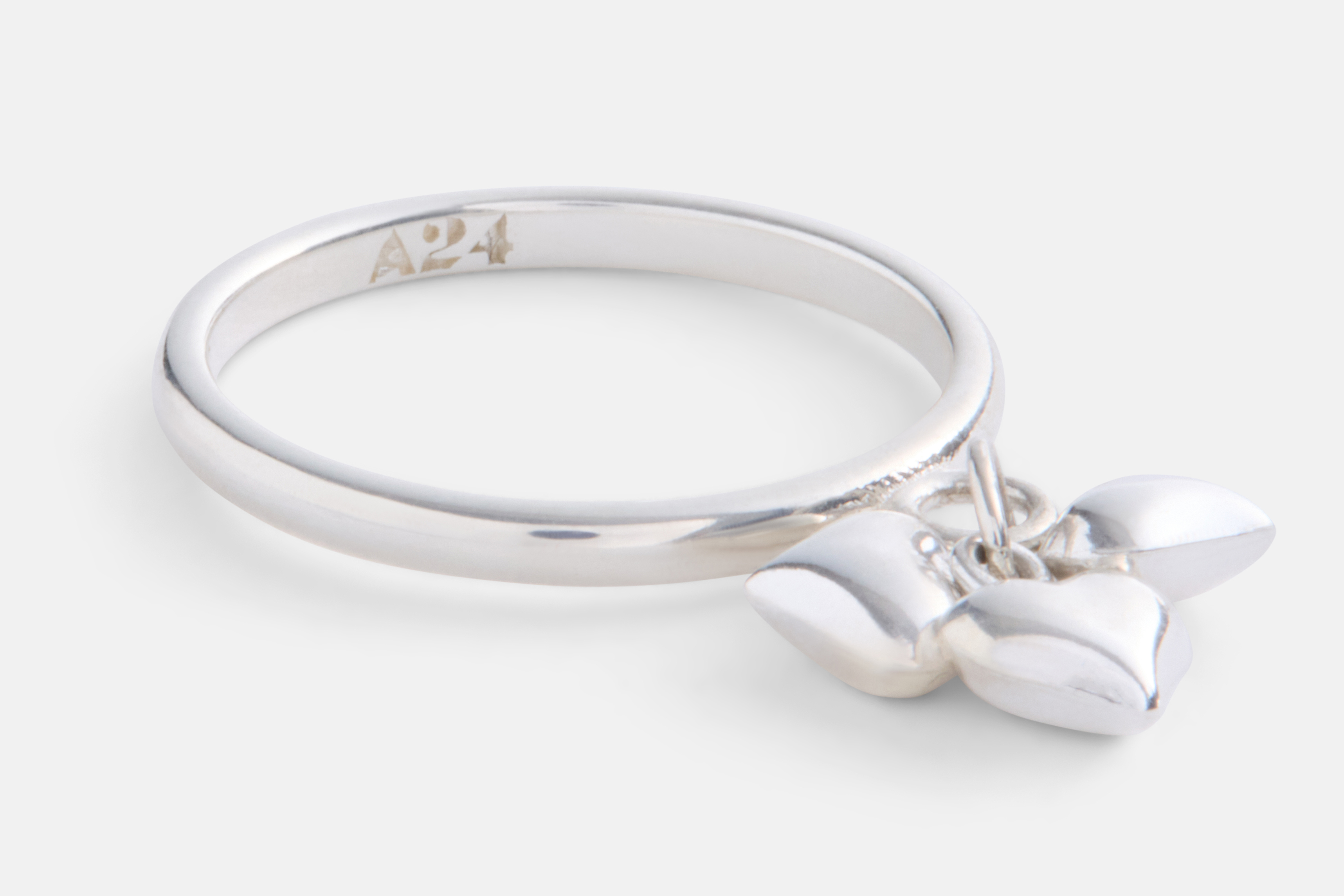 Materialists Silver Hearts Charm Ring