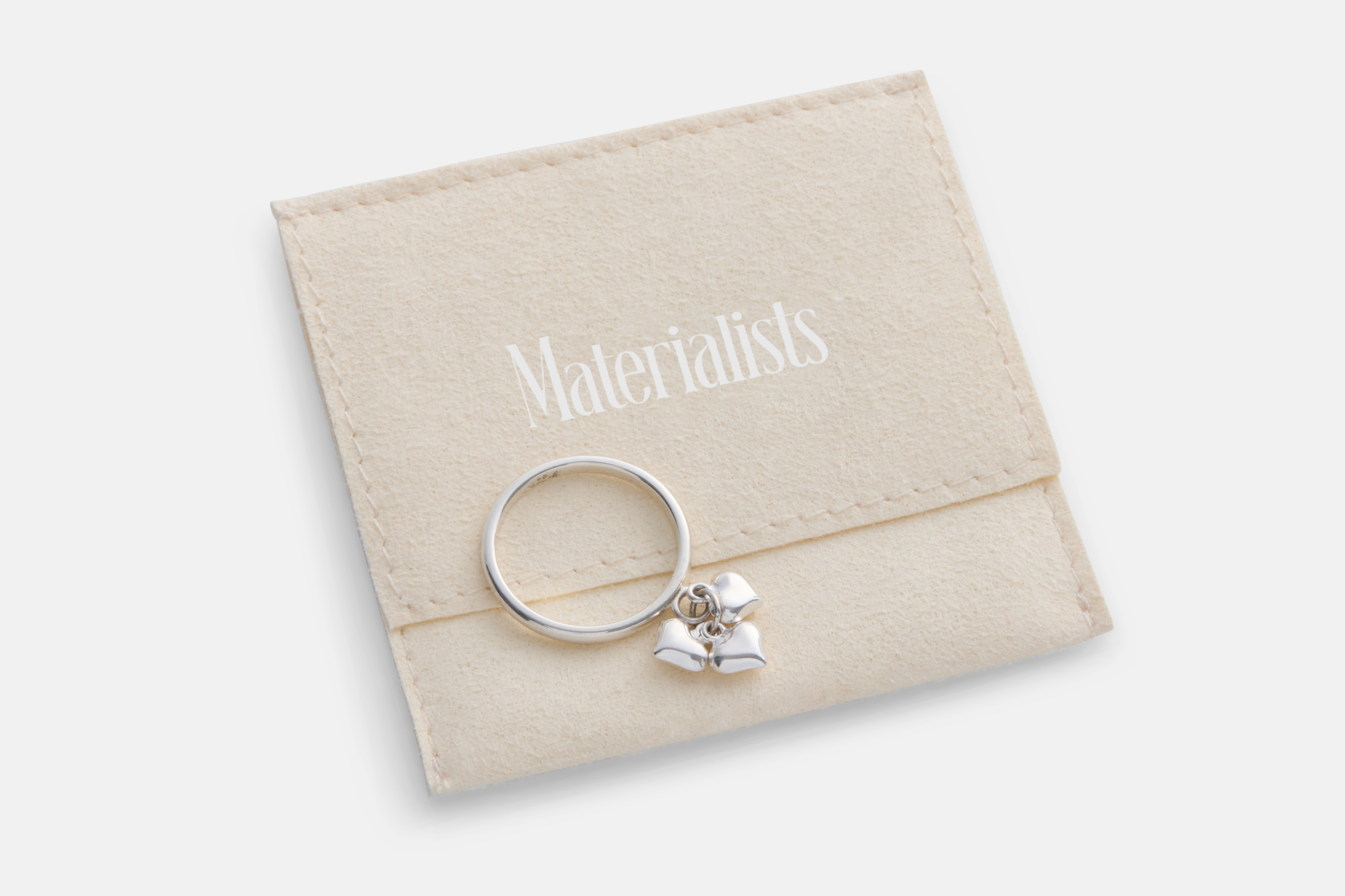 Materialists Silver Hearts Charm Ring