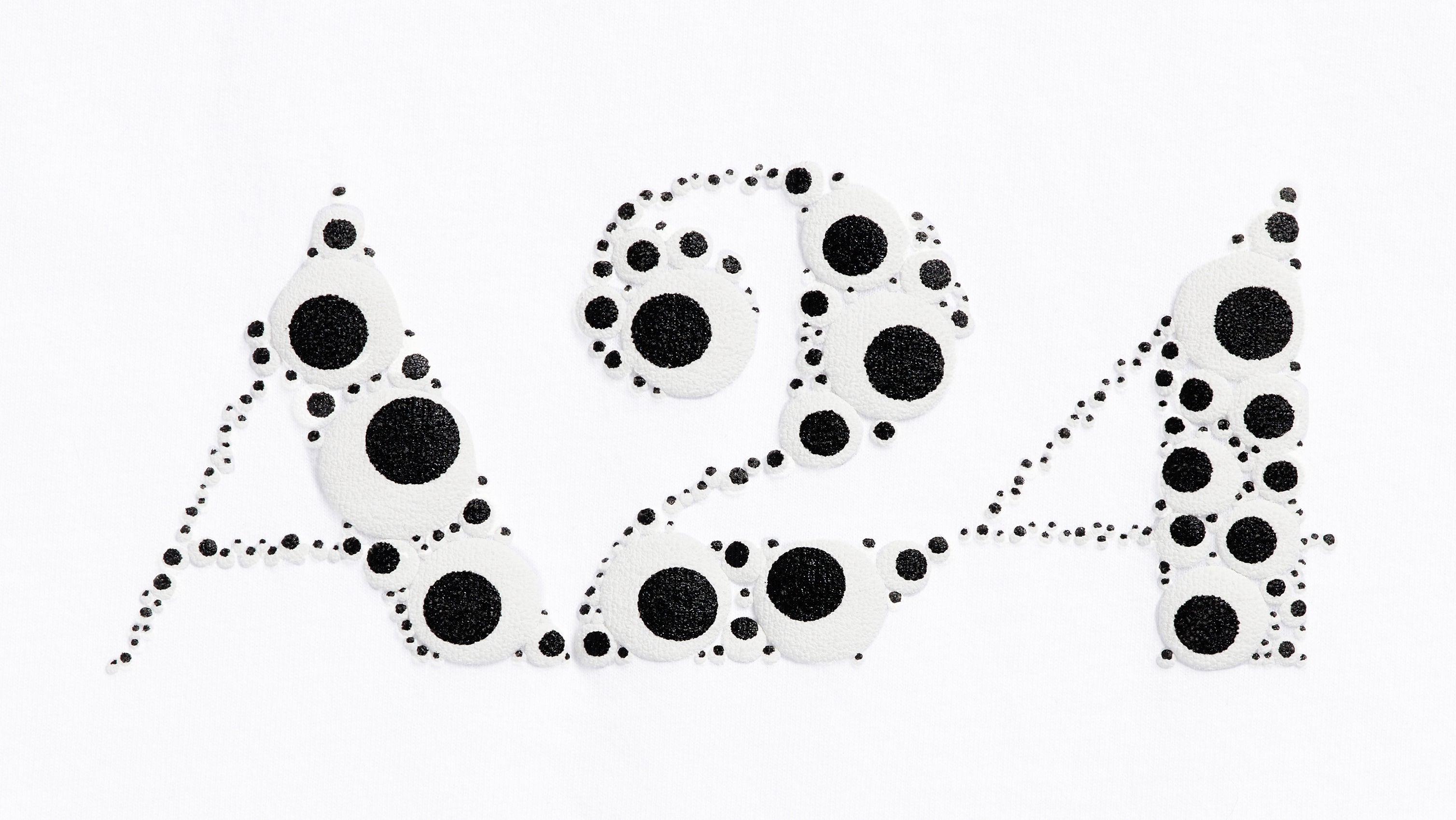 White Googly Eye Puff Print Logo Tee